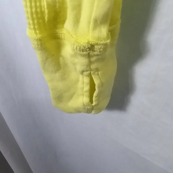 We The Free Yellow Cotton Oversized Waffle Knit Slouchy Top Size L - Picture 3 of 4